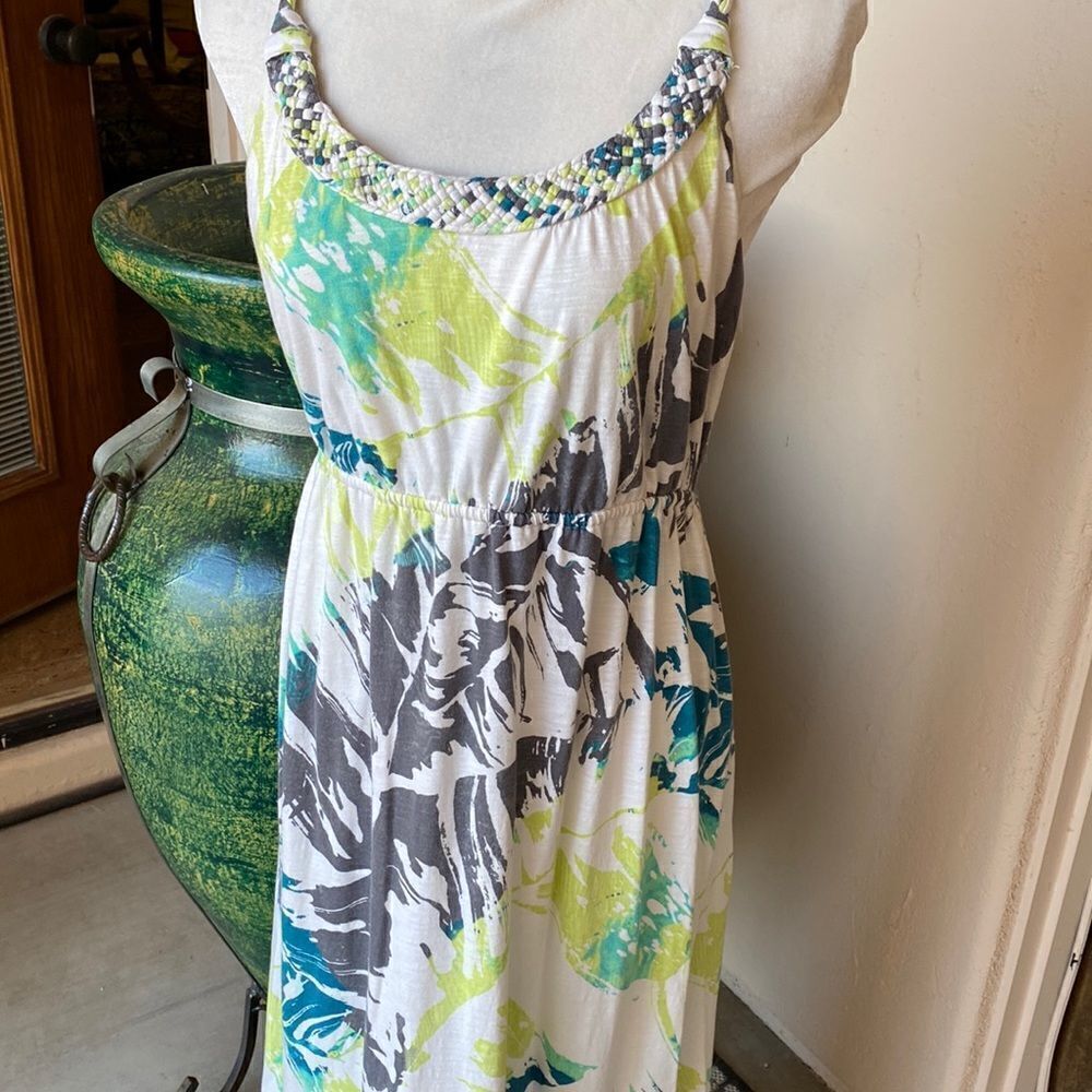 Sonoma maxi pull over dress with braided collar and straps size large